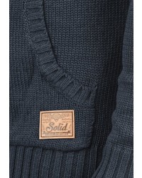 dunkelblauer Pullover mit einem Kapuze von Solid