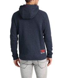 dunkelblauer Pullover mit einem Kapuze von Solid