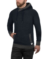 dunkelblauer Pullover mit einem Kapuze von Solid