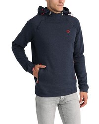 dunkelblauer Pullover mit einem Kapuze von Solid