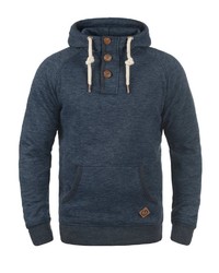 dunkelblauer Pullover mit einem Kapuze von Solid