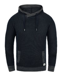 dunkelblauer Pullover mit einem Kapuze von Solid