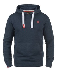 dunkelblauer Pullover mit einem Kapuze von Solid