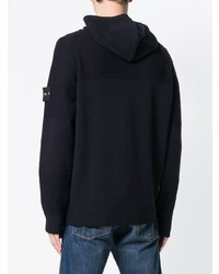 dunkelblauer Pullover mit einem Kapuze von Stone Island