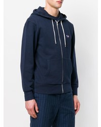 dunkelblauer Pullover mit einem Kapuze von MAISON KITSUNÉ