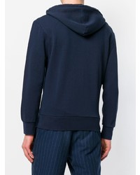 dunkelblauer Pullover mit einem Kapuze von MAISON KITSUNÉ