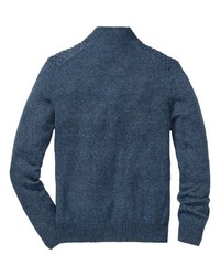 dunkelblauer Pullover mit einem Reißverschluss am Kragen von B. von Schönfels