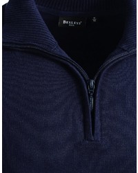 dunkelblauer Pullover mit einem Reißverschluss am Kragen von Bexleys man