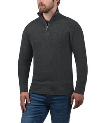 dunkelblauer Pullover mit einem Reißverschluss am Kragen von BLEND