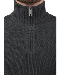 dunkelblauer Pullover mit einem Reißverschluss am Kragen von BLEND