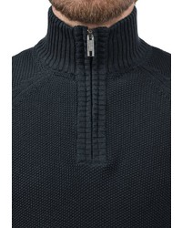 dunkelblauer Pullover mit einem Reißverschluss am Kragen von BLEND