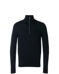 dunkelblauer Pullover mit einem Reißverschluss am Kragen von Burberry