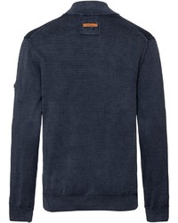 dunkelblauer Pullover mit einem Reißverschluss am Kragen von camel active