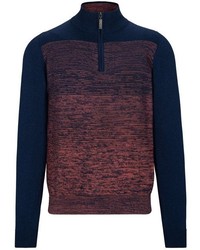 dunkelblauer Pullover mit einem Reißverschluss am Kragen von COMMANDER