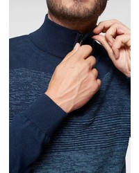 dunkelblauer Pullover mit einem Reißverschluss am Kragen von COMMANDER