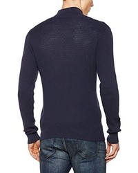 dunkelblauer Pullover mit einem Reißverschluss am Kragen von Gant