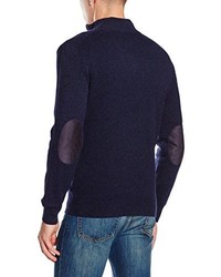 dunkelblauer Pullover mit einem Reißverschluss am Kragen von Hackett London