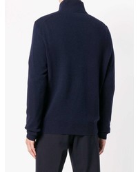 dunkelblauer Pullover mit einem Reißverschluss am Kragen von Polo Ralph Lauren
