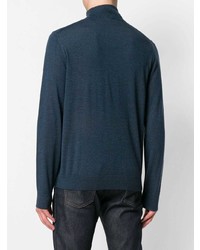 dunkelblauer Pullover mit einem Reißverschluss am Kragen von Paul Smith Black Label