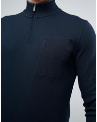 dunkelblauer Pullover mit einem Reißverschluss am Kragen von Ted Baker