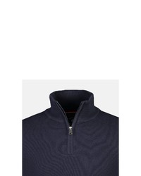 dunkelblauer Pullover mit einem Reißverschluss am Kragen von LERROS