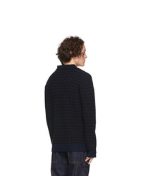 dunkelblauer Pullover mit einem Reißverschluss am Kragen von JW Anderson