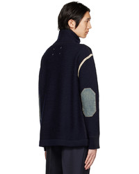 dunkelblauer Pullover mit einem Reißverschluss am Kragen von Maison Margiela
