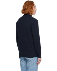 dunkelblauer Pullover mit einem Reißverschluss am Kragen von Giorgio Armani