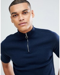 dunkelblauer Pullover mit einem Reißverschluss am Kragen von New Look