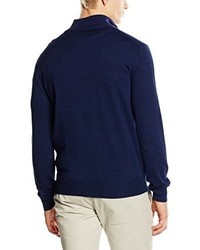 dunkelblauer Pullover mit einem Reißverschluss am Kragen