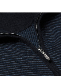 dunkelblauer Pullover mit einem Reißverschluss am Kragen von Loro Piana