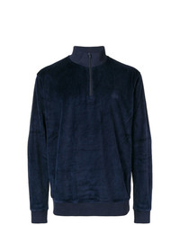 dunkelblauer Pullover mit einem Reißverschluss am Kragen von Stussy