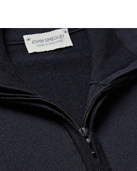 dunkelblauer Pullover mit einem Reißverschluss am Kragen von John Smedley