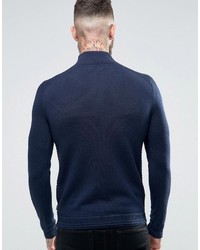 dunkelblauer Pullover mit einem Reißverschluss am Kragen von Ted Baker