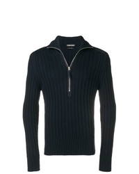 dunkelblauer Pullover mit einem Reißverschluss am Kragen von Tom Ford