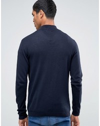 dunkelblauer Pullover mit einem Reißverschluss am Kragen von Asos