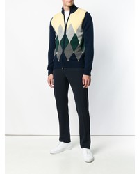 dunkelblauer Pullover mit einem Reißverschluß mit Argyle-Muster von Ballantyne