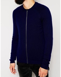 dunkelblauer Pullover mit einem Reißverschluß von Asos