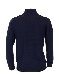 dunkelblauer Pullover mit einem Reißverschluß von Casamoda