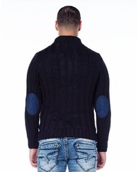 dunkelblauer Pullover mit einem Reißverschluß von Cipo & Baxx