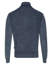 dunkelblauer Pullover mit einem Reißverschluß von Hajo