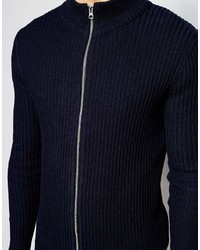 dunkelblauer Pullover mit einem Reißverschluß von Selected