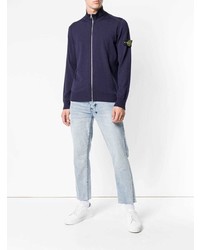 dunkelblauer Pullover mit einem Reißverschluß von Stone Island