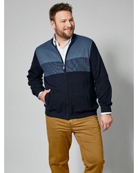 dunkelblauer Pullover mit einem Reißverschluß von MEN PLUS BY HAPPY SIZE