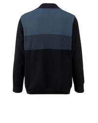 dunkelblauer Pullover mit einem Reißverschluß von MEN PLUS BY HAPPY SIZE