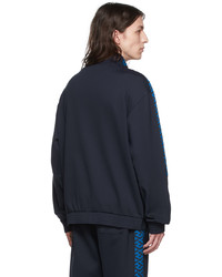 dunkelblauer Pullover mit einem Reißverschluß von Versace Underwear