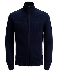 dunkelblauer Pullover mit einem Reißverschluß von Produkt