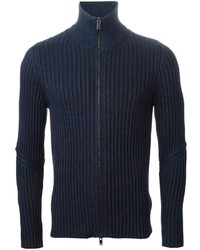 dunkelblauer Pullover mit einem Reißverschluß