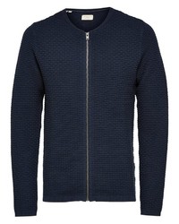 dunkelblauer Pullover mit einem Reißverschluß von Selected Homme