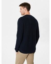 dunkelblauer Pullover mit einem Reißverschluß von Selected Homme